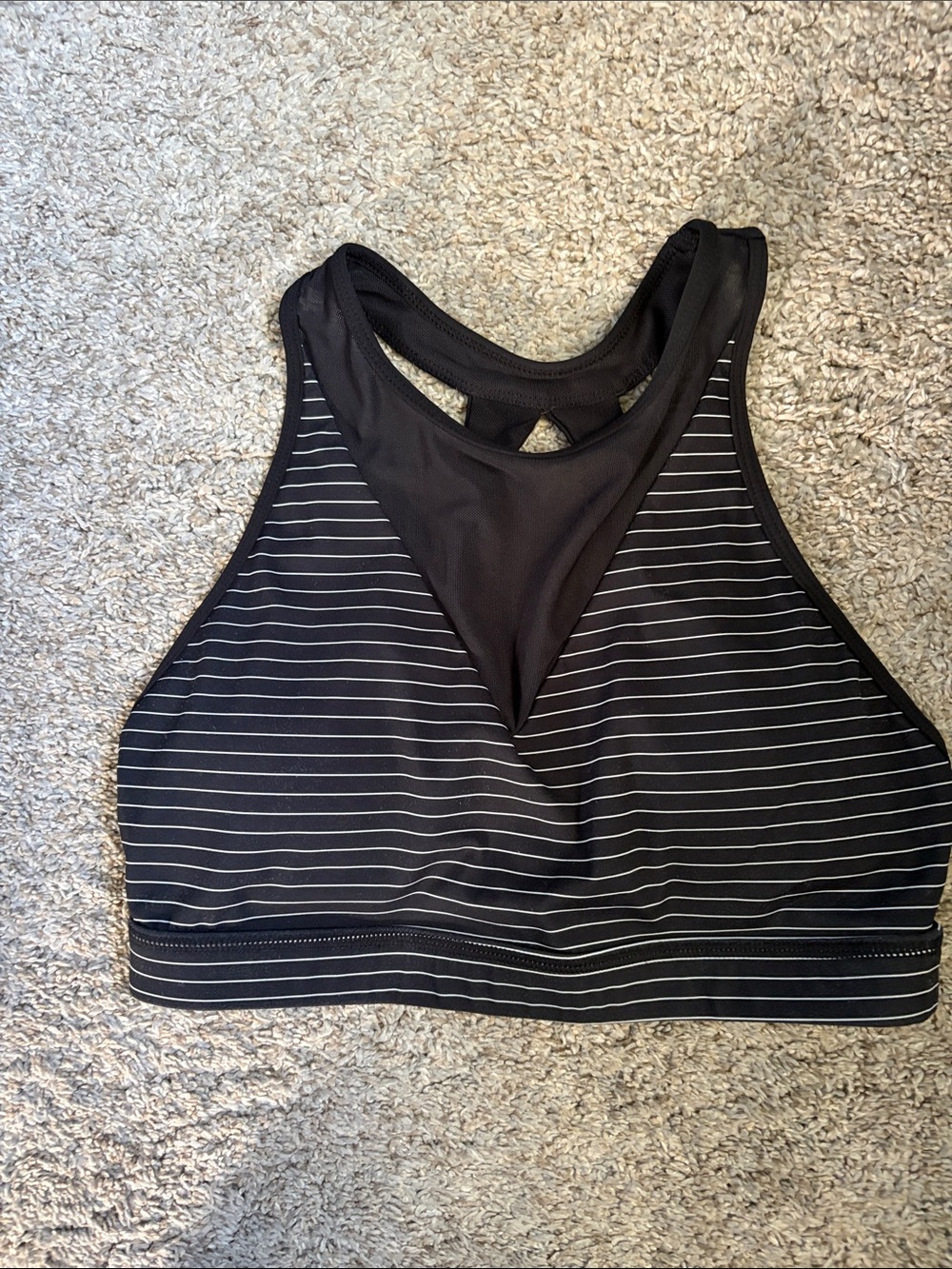 Born Primitive Black & White Striped High-Neck Sports Bra